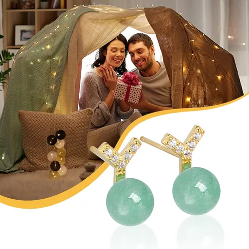 Miniatura 28 de Jade Earrings Studs,Green Jade Earrings for Women,925 Sterling Silver Earrings Studs for Sensitive Ears,Handmade Jade Earrings for Birthday