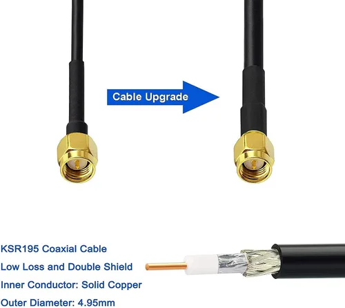 Miniatura 5 de Bingfu Antena celular de largo alcance 0.14 oz LTE para montaje en pared, cable de 9.84 pies, con adaptador SMA a doble SMA, compatible con Spypoint