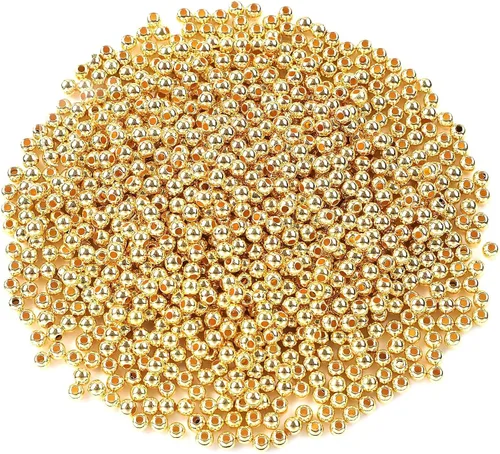Miniatura 8 de 1200 piezas de cuentas redondas doradas espaciadoras lisas con forma de bola sueltas para pulseras, 4 mm, 6 mm, 8 mm