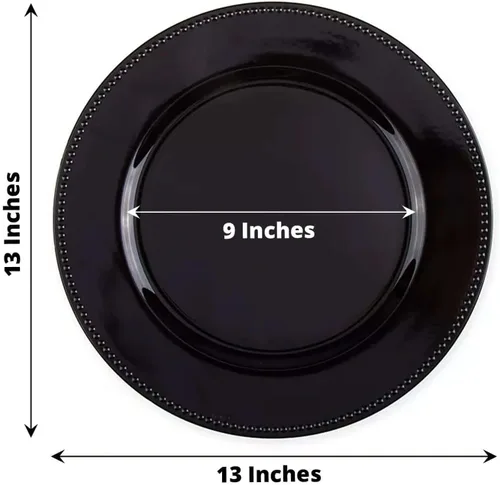 Miniatura 3 de Efavormart - 6 platos de carga redondos con cuentas negras de 13 pulgadas para decoración de mesa, vacaciones, boda, catering, decoración de eventos