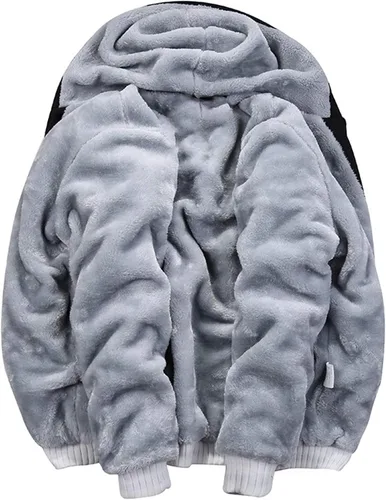 Miniatura 2 de Machlab - Sudadera con capucha, de forro polar para hombre, con cremallera completa, abrigo grueso cálido de lana
