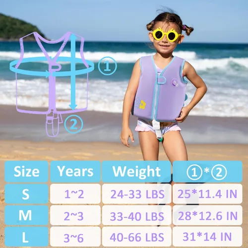 Miniatura 3 de Pottwal Chaleco de natación para niños - Chaqueta de natación - Hecho de neopreno y EPE - con correa ajustable en la entrepierna Púrpura