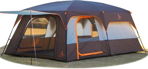 Miniatura 18 de KTT Extra Large Tent 10-12-14 Person(Style-B),Family Cabin Tents,2 Rooms,3 Doors and 3 Windows with Mesh,Straight Wall,Waterproof,Double Layer,Big