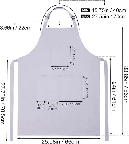 Miniatura 5 de Noverlife Hair Stylist Apron with 4 Pockets, Hair Resistant 34 Inch Long Hairdresser Aprons w/Adjustable Strap for Salon Delantal de peinado gris