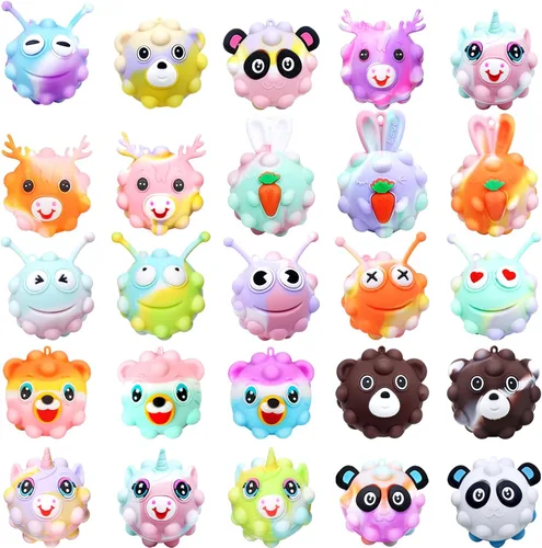 Miniatura 12 de Qinline Paquete de 30 regalos de cumpleaños para niños – Mini juguete antiestrés de corazón con tarjetas de regalo para niños y niñas, regalos