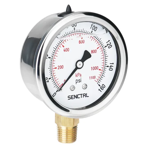 Miniatura 16 de SENCTRL 0-200 Psi Presión de Líquido Llenó de Glicerina, Medidor de Presión con Esfera de 2.5 Pulgadas, Montaje Inferior de 1/4 Pulgada NPT, Caja