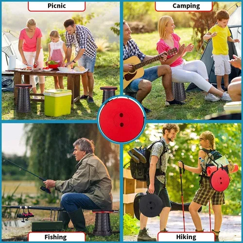 Miniatura 3 de Fishboy Taburete plegable mejorado, capacidad máxima de 400 libras, ligero pero resistente, taburete plegable retráctil portátil telescópico Rojo
