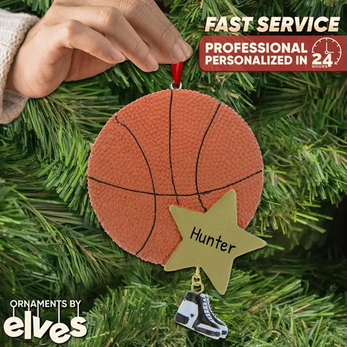 Miniatura 2 de Adorno de Navidad de jugador de baloncesto 3D 2025 Adorno de baloncesto personalizado con nombre y año personalizados Adorno deportivo