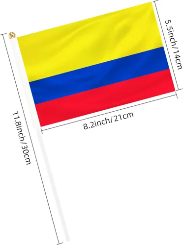 Miniatura 2 de Paquete de 50 mini banderas de mano Colombia, pequeñas banderas colombianas con mástil, banderas de país internacional, eventos de festivales