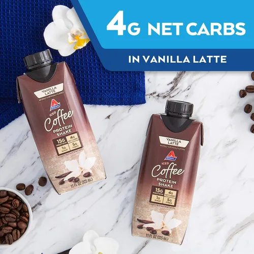 Miniatura 3 de Atkins Batido de proteína con leche de vainilla y café helado, 0.55 onzas de proteína y fresa, 0.55 onzas de proteína, bajo glucémico, 0.07 oz