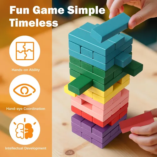Miniatura 5 de Juego de mesa de bloques de madera para niños, 48 piezas