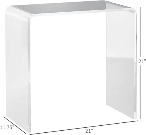 Miniatura 3 de HOMCOM Mesa de centro rectangular de 21 pulgadas de largo con forma de cascada de acrílico, 0.472 in de grosor, transparente