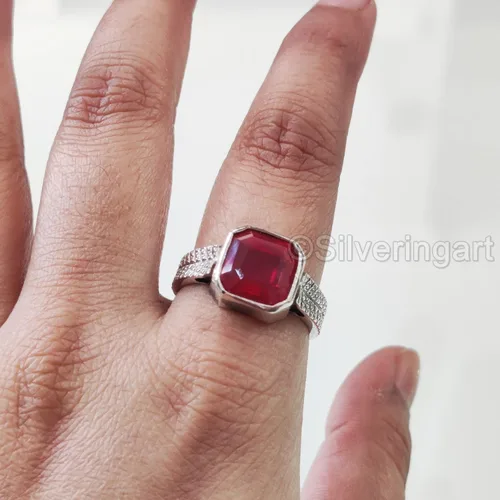 Miniatura 4 de Natural Ruby Ring, Ruby Mens Heavy Ring, July Birthstone, Oxidized, 925 Sterling Silver, Signet Ring, Christmas, Thanksgiving, Handmade, Statement