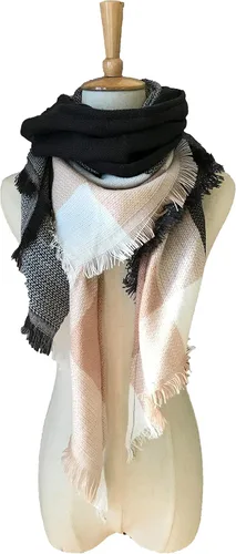 Miniatura 36 de Wander Agio - Bufanda envolvente con diseño a cuadros o triangular para mujer, cálida y larga, de punto, sensación de cachemira, chal
