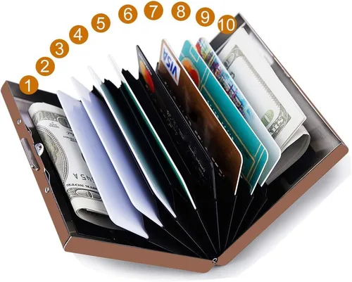 Miniatura 2 de EASTNIGHTS Soporte para tarjetas de crédito RFID, protector de metal para tarjetas de crédito para hombres y mujeres, paquete de caja de regalo