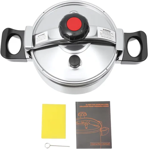 Miniatura 9 de Olla a presión de acero inoxidable 201 de 5L, 7L/4.54 cuartos de galón, 60 Kpa, pequeña olla a presión antideslizante para cocina, hervir y guisar