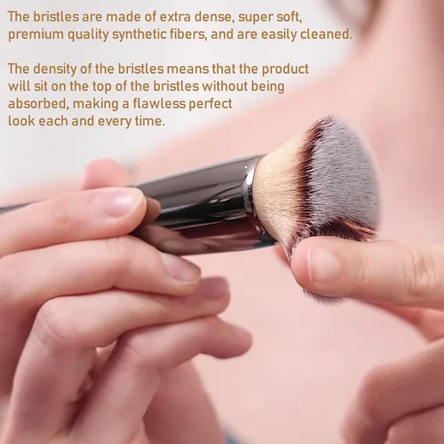 Miniatura 6 de Bueart Design Brocha de maquillaje para base de pulido de parte superior plana, ultra suave, densa, Kabuki, cepillo de maquillaje para líquido