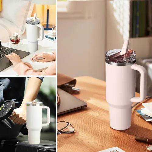 Miniatura 4 de Paquete de 2 tapas de 30 onzas compatibles con vasos Stanley Quencher Protour, tapa abatible con popote de 30 onzas, tapas de vaso de 30 onzas