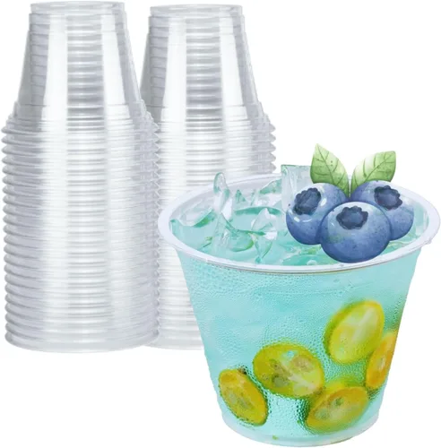 Miniatura 13 de Vasos de plástico transparente de 12 onzas con tapas de cúpula, tazas de postre con tapas (25 juegos), vasos desechables para fiestas de PET