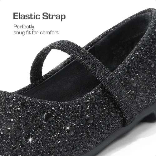 Miniatura 6 de DREAM PAIRS Mary Jane Zapatos de vestir para niñas pequeñas, zapatos planos de ballet para niña de las flores con diamantes de imitación, zapatos