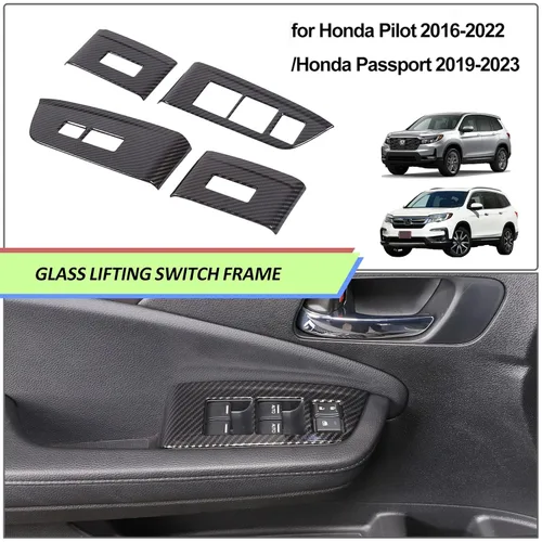 Miniatura 6 de Cubierta del panel del interruptor de elevación de ventana para Honda Pilot 2016-2022, accesorios para controlador de ventana, marco de puerta