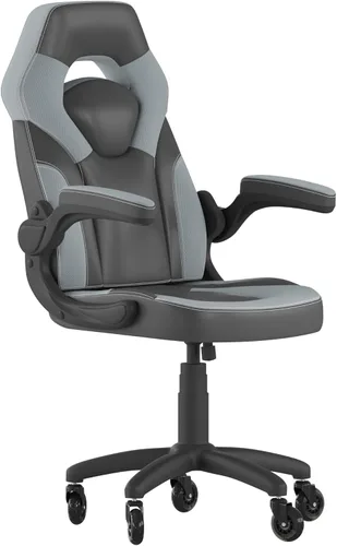 Miniatura 11 de Flash Furniture X10 - Silla de juegos de carreras, oficina, computadora, silla ajustable con brazos abatibles y ruedas de rodillo transparentes, Azul