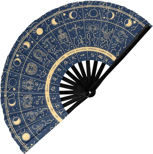 Miniatura 20 de GloFX Ventilador Plegable - Galaxy - Ventilador de Mano Plegable Grande Rave Clack para Hombres/Mujeres - para EDM, Festival de Música, Club