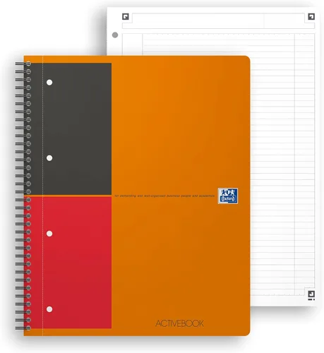 Miniatura 2 de Oxford International - Cuaderno activo con tapa de polietileno A4+, rayas estrechas con margen y perforado, incluye divisor reposicionable, 80