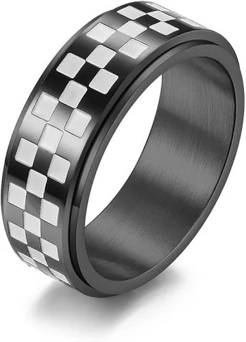Anillos giratorios de acero inoxidable de 0.315in, color negro, blanco, para mujeres, hombres, niños, adolescentes, niñas, delicados anillos