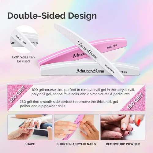 Miniatura 3 de MelodySusie Kit profesional de 16 piezas de pulidor de uñas, limas de uñas y tampones, bloque de pulidor de uñas, cepillo de uñas, kit de pulidores