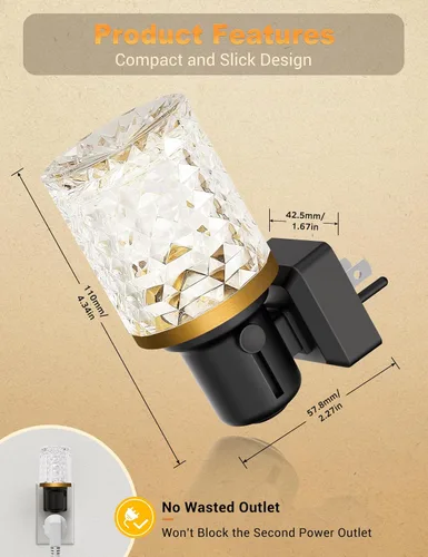 Miniatura 6 de JandCase Luz de Noche LED, Luces Nocturnas Regulables Enchufables en la Pared, Luz Nocturna Moderna con Sensor de Luz Automático de Encender/Apagar
