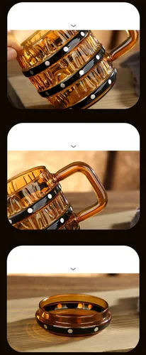 Miniatura 7 de Vaso de madera en forma de barril de vidrio taza de cerveza con forma de barril de vidrio con tapa