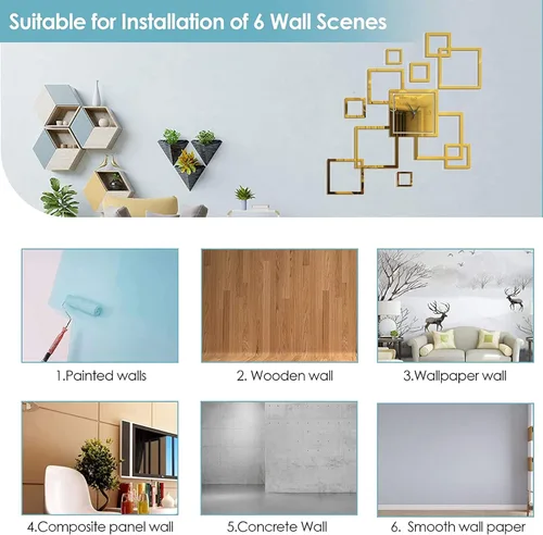 Miniatura 6 de Reloj de pared 3D DIY para decoración de sala de estar, moderno, silencioso, sin tictac, gran creatividad, sin marco, relojes de pared acrílicos