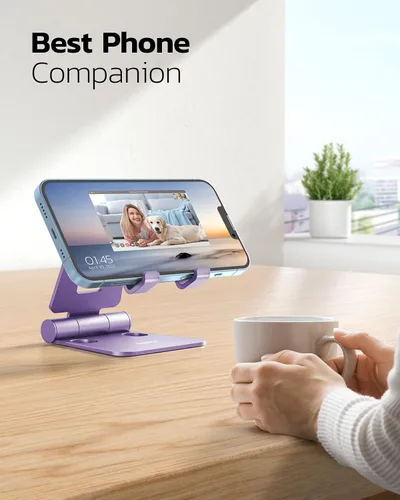 Miniatura 6 de Nulaxy Soporte plegable doble para teléfono celular, totalmente ajustable, plegable, soporte para teléfono de escritorio, base compatible con iPhone