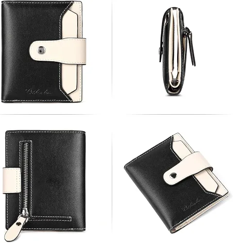 Miniatura 5 de BOSTANTEN - Billetera de cuero para mujer con bloqueo RFID, pequeña, con cremallera, de bolsillo, para tarjetas, con ventana para documento