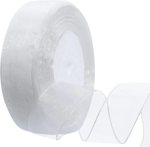 Miniatura 11 de Hapeper Cinta de gasa de organza transparente de 1 pulgada, 50 yardas/rollo (negro)