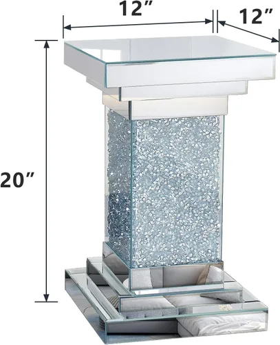 Miniatura 2 de Mesa auxiliar de plata con espejo de Pregaspor, mesa lateral cuadrada con incrustación de cristal, mesa de café moderna y hermosa para sala