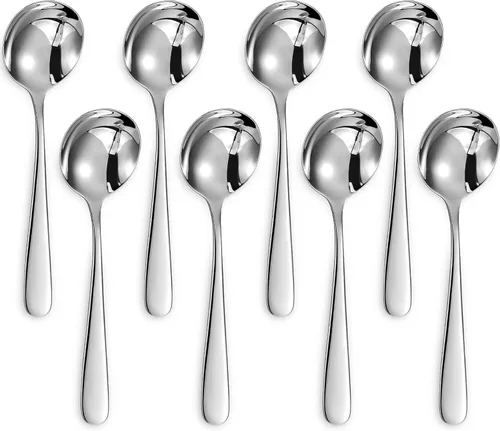 Miniatura 10 de KEAWELL Cucharas de sopa Louise premium de 7 pulgadas, acero inoxidable 18/10, aptas para lavavajillas (4)