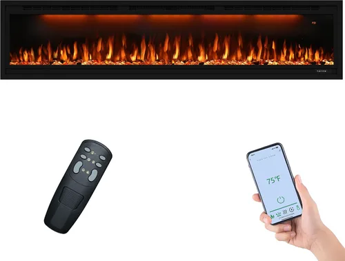 Miniatura 10 de Valuxhome Inserto de chimenea eléctrica empotrada de 40 pulgadas y montado en la pared con aplicación, toque de pantalla y control remoto, 13
