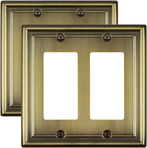 Miniatura 10 de Paquete de 2 placas decorativas de pared, placa de cubierta de toma de corriente eléctrica de níquel satinado para receptáculo, interruptor
