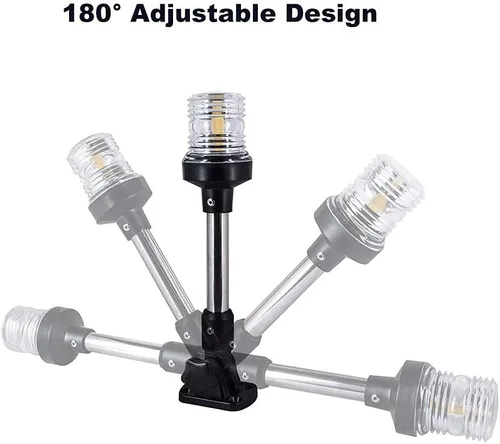 Miniatura 7 de Luz LED blanca plegable para popa de lancha, anclaje, para pontón y lancha de pesca (12 pulgadas)