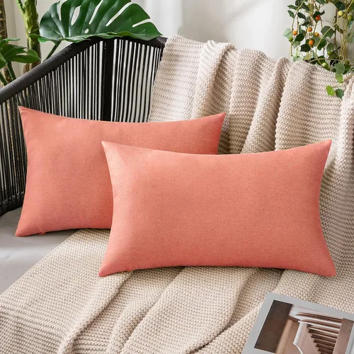 Miniatura 66 de MIULEE Paquete de 2 fundas decorativas para almohadas de exterior, sólidas, impermeables, de lino sintético, estilo granja de jardín, fundas de Óxido