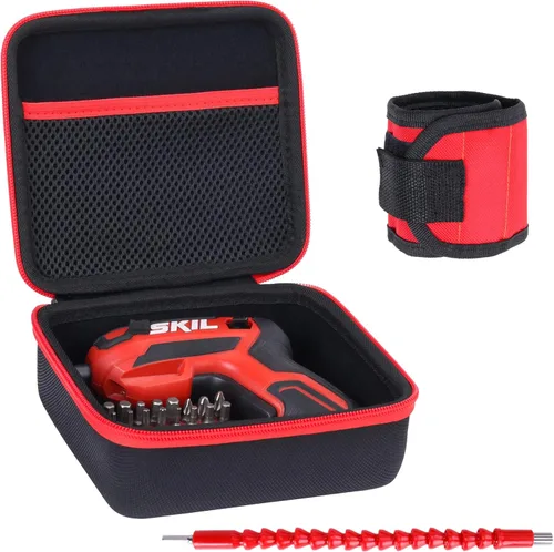 Aenllosi Estuche rígido compatible con destornillador inalámbrico recargable SKIL de 4 V con pulsera magnética y eje hexagonal flexible (para