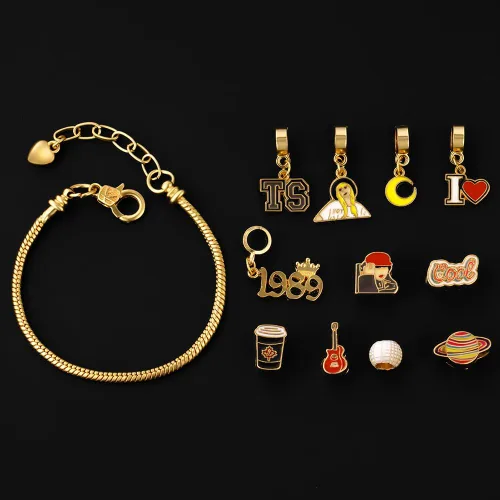 Miniatura 5 de AUAUY Pulseras de la amistad con cuentas, pulsera inspirada en cuentas de álbum, juego de pulseras TS hechas a mano para regalo de fanáticos, dijes