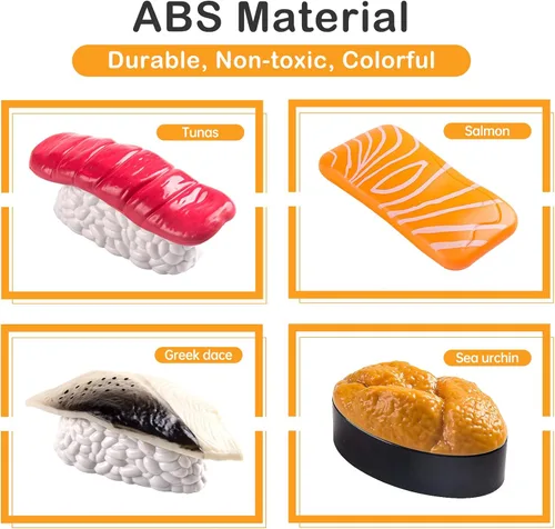 Miniatura 3 de Funpynani - Juego de comida de simulación para cortar sushi, 34 piezas, juguetes de alimentos de simulación con luz LED que cambia
