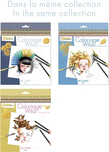 Miniatura 6 de Clairefontaine ES Avenue Mandarine GY134C Libro para Colorear Wild 7, Emmanuelle Colin, 28 Dibujos 7.9 x 7.9 in, Papel Certificado PEFC para Lápices