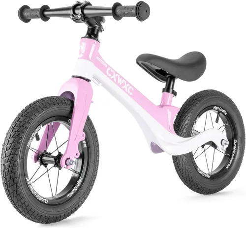 CXWXC Bicicleta de equilibrio de 12 pulgadas para niños de 24 meses a 5 años, bicicleta de equilibrio para niños con reposapiés, bicicleta de Rosa