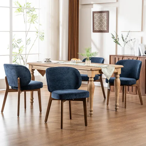 Miniatura 25 de YOUNIKE Silla de comedor con respaldo alto, silla única de cocina estilo moderno de mediados de siglo, silla acentuada sin brazos de tela bouclé