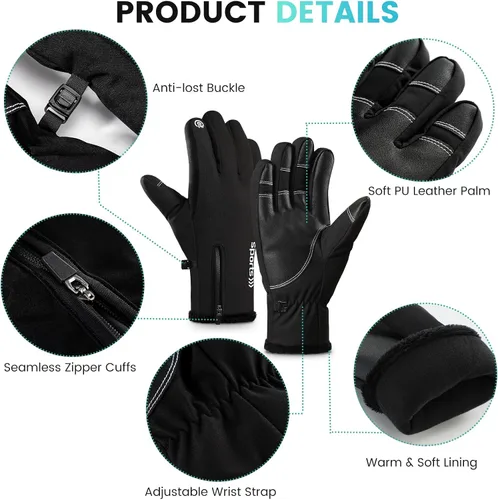 Miniatura 6 de Trifabricy -Guantes de esquí de invierno de 10 para hombres y mujeres, guantes térmicos de nieve impermeables multicapa para clima frío, guantes