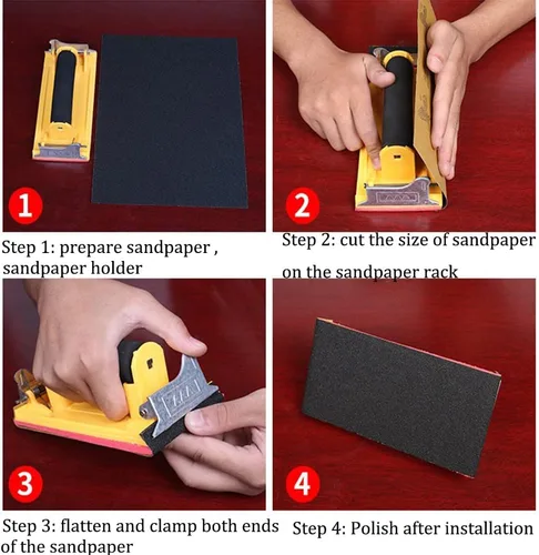 Miniatura 6 de Utoolmart Lijadora de mano con mango, soporte para papel de lija para madera, paneles de yeso, pulido de metal, 1 unidad Rojo (red 1pcs)